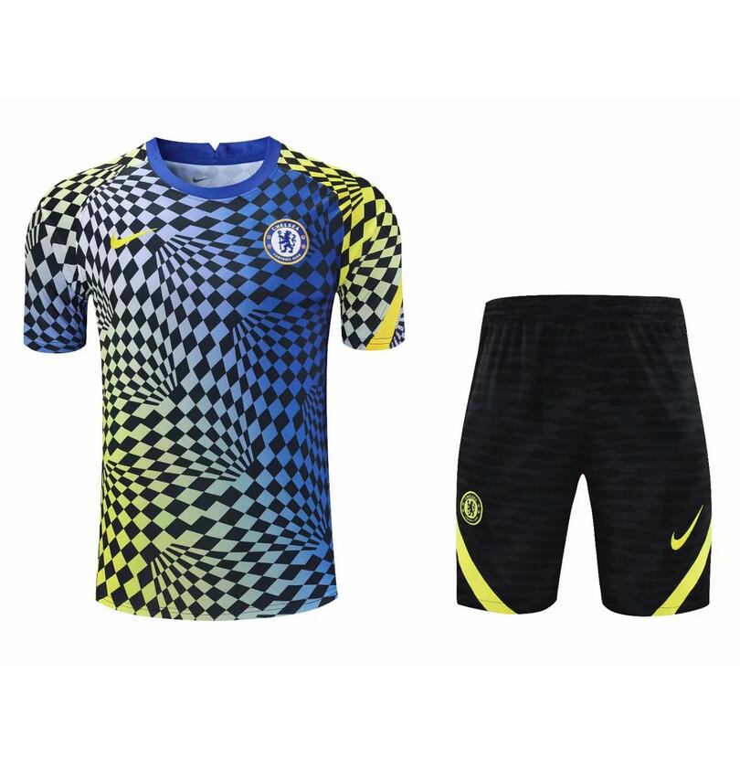 2021/22 Chelsea Blue Pre-Match Training Kits Shirt with Shorts